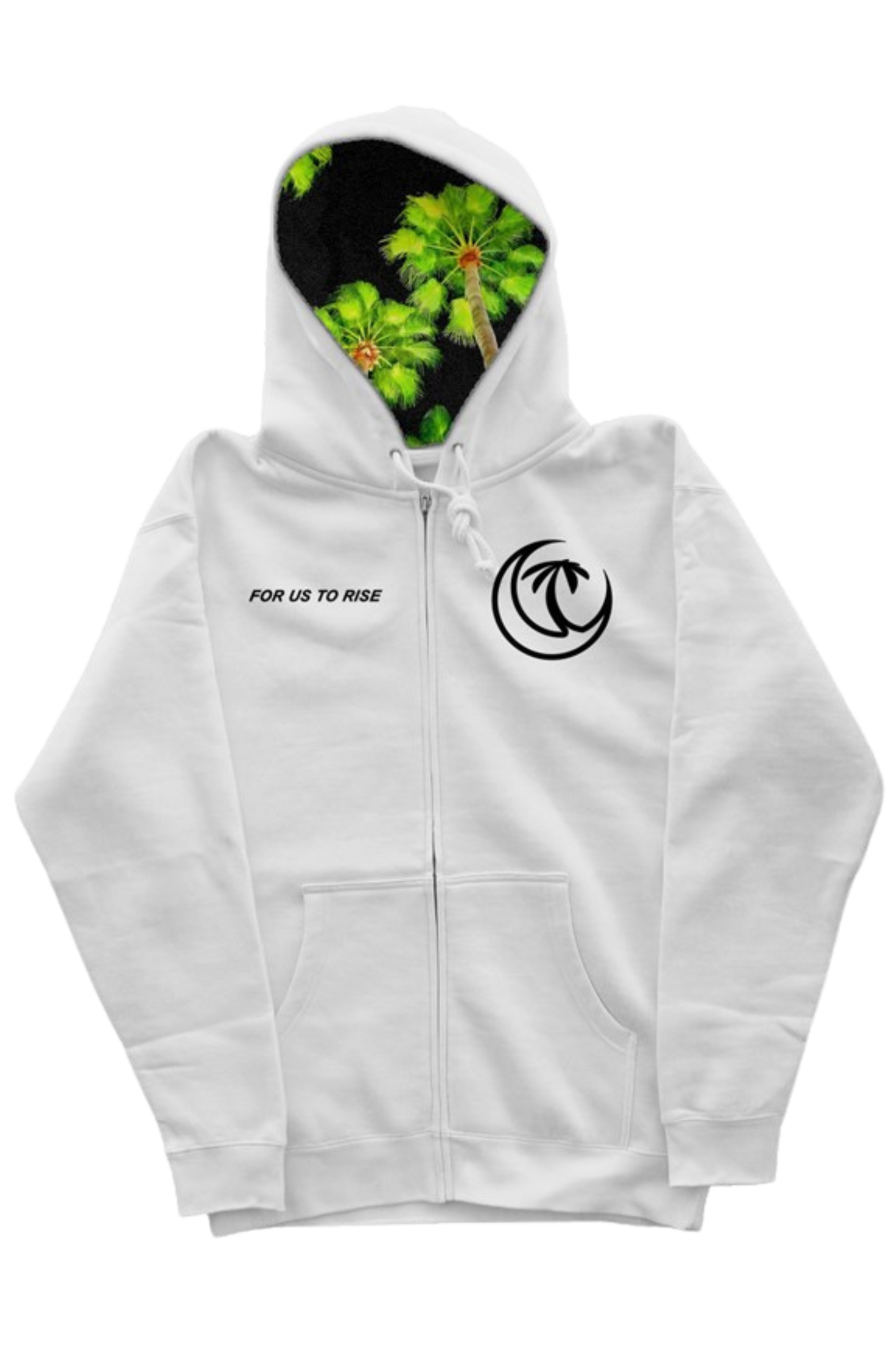 NIGHT PALMS WHITE ZIP HOODIE