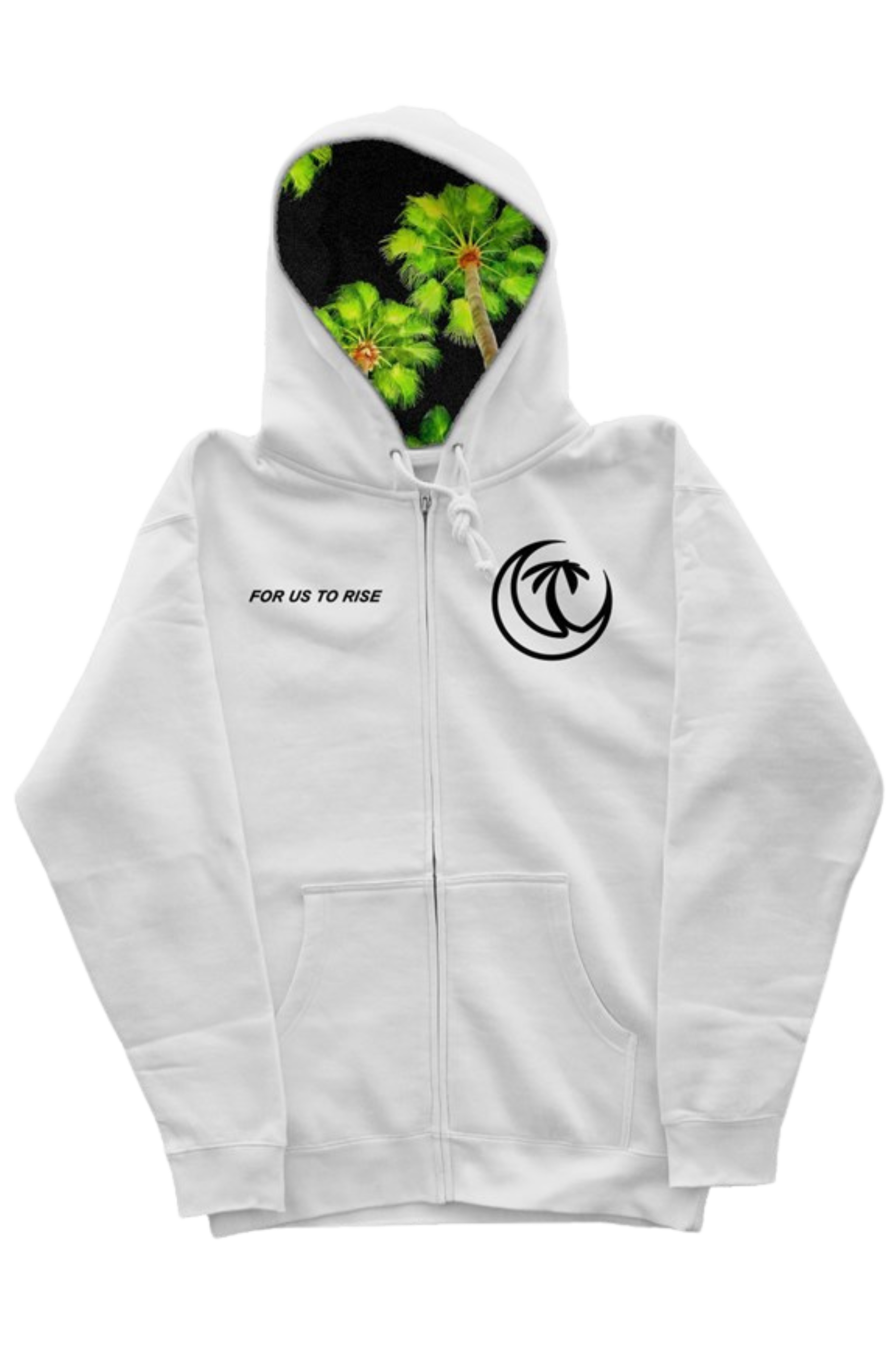 NIGHT PALMS WHITE ZIP HOODIE