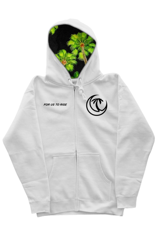 NIGHT PALMS WHITE ZIP HOODIE