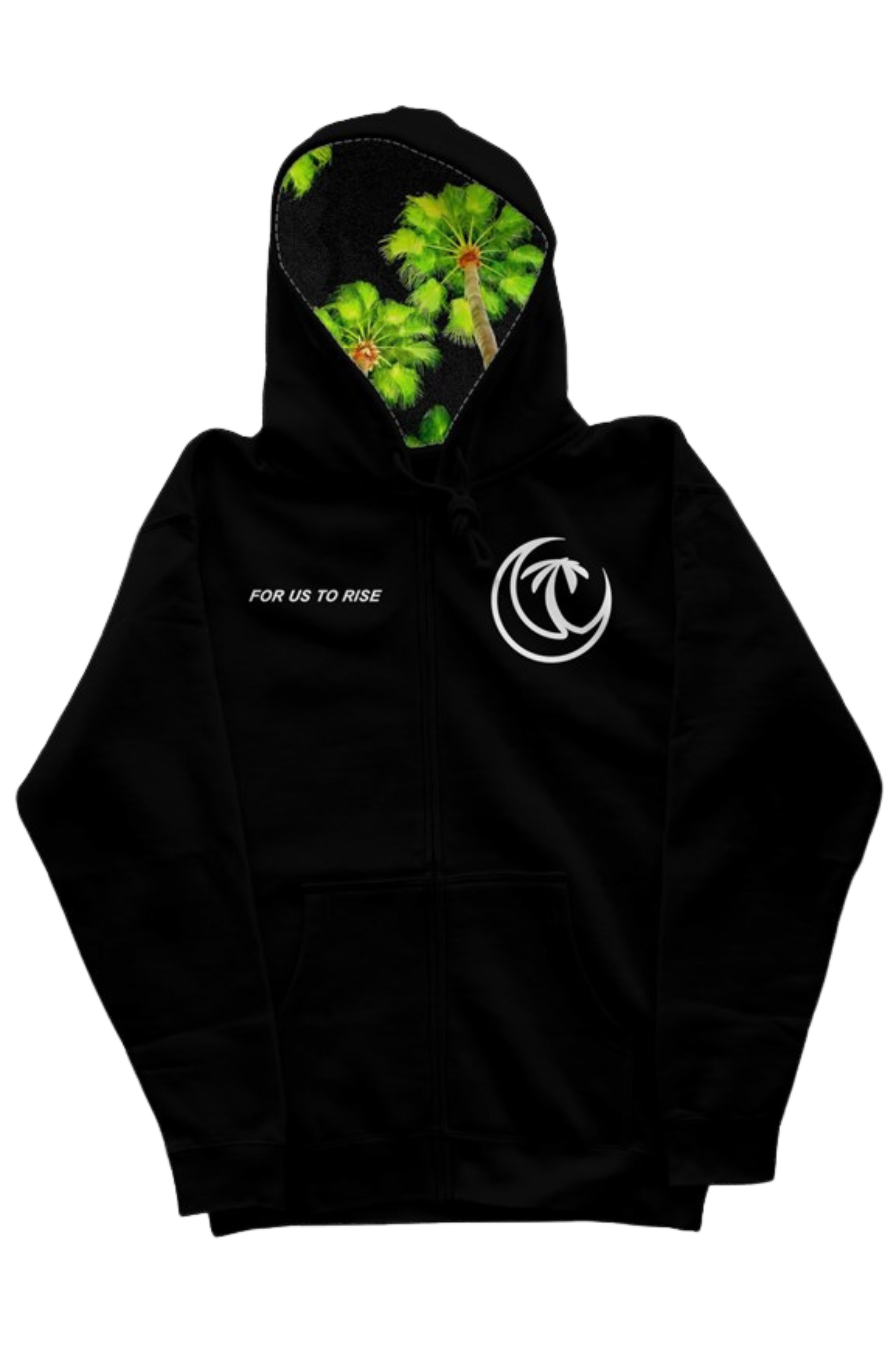 NIGHT PALMS BLACK ZIP HOODIE