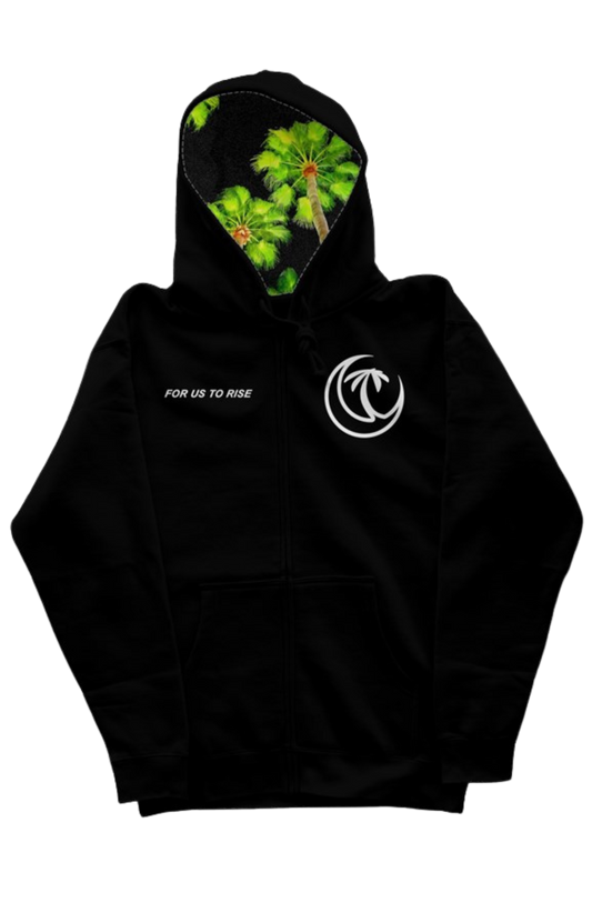 NIGHT PALMS BLACK ZIP HOODIE